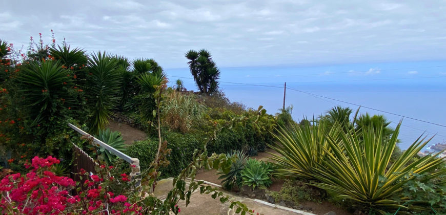 A house with a garden and a restaurant with panoramic views of the ocean and the city.