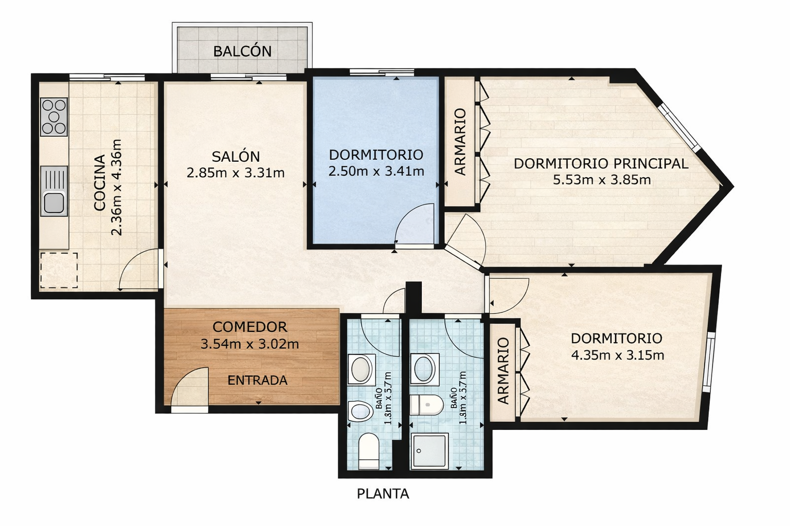 Jasny apartament z 3 sypialniami i balkonem – Puerto de la Cruz